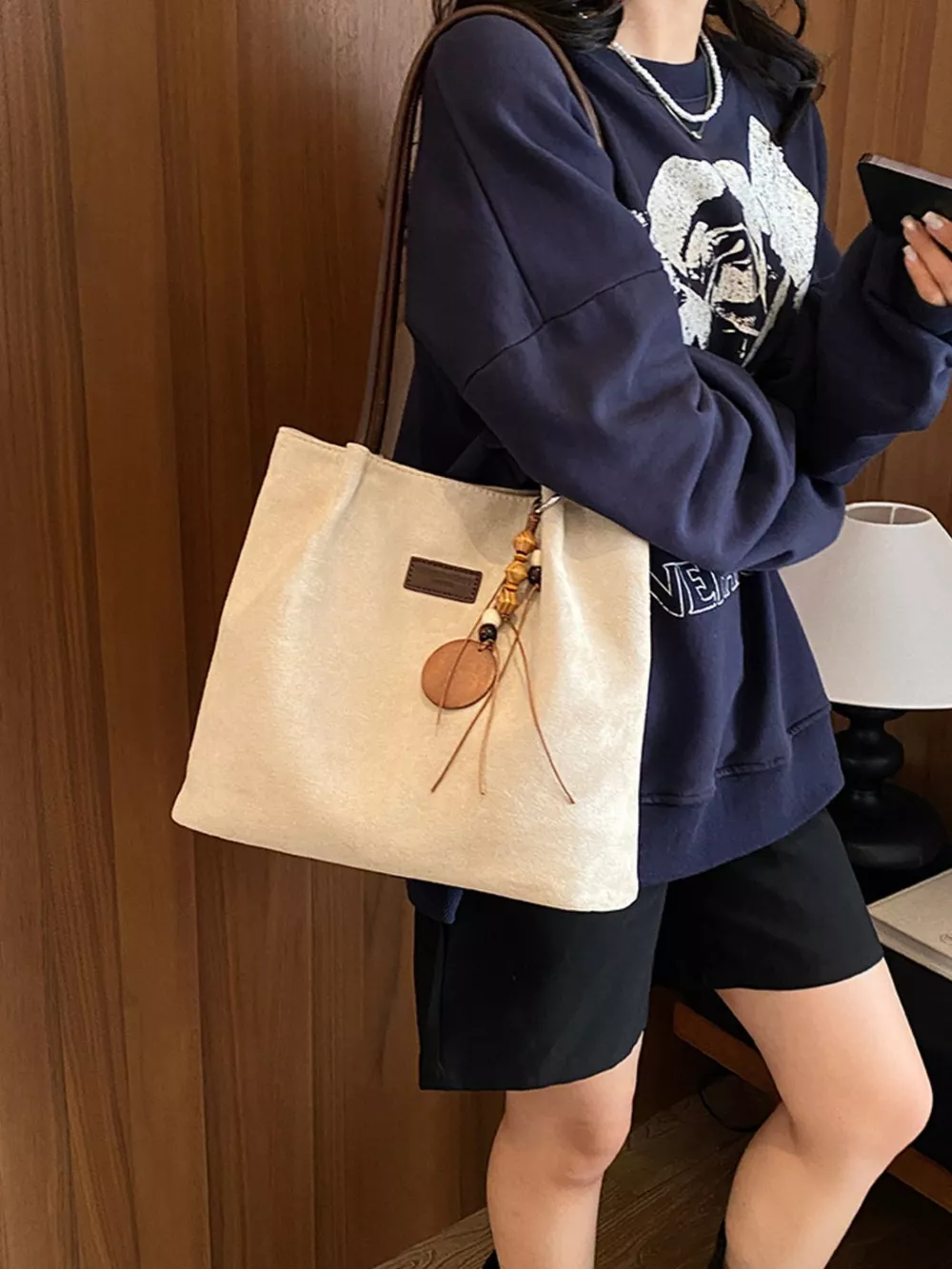 Decorative Wooden Pendant Shoulder Bag, image 2