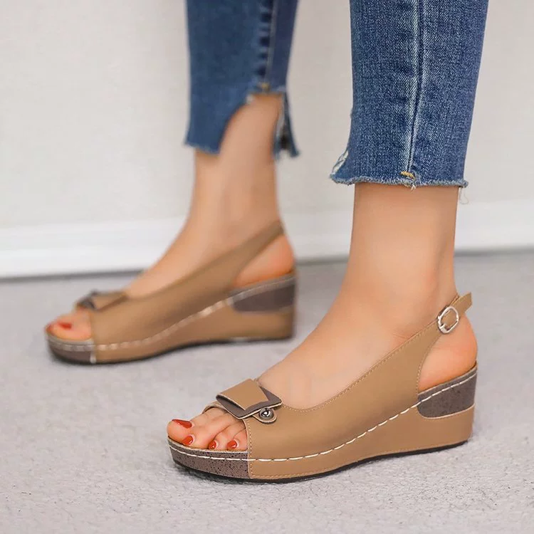 Peep Toe Wedge Sandals, image 8