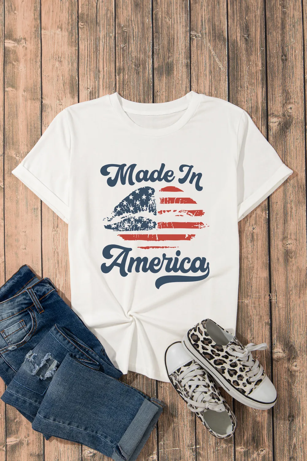 Graphic Round Neck Short Sleeve T-Shirt, image 2