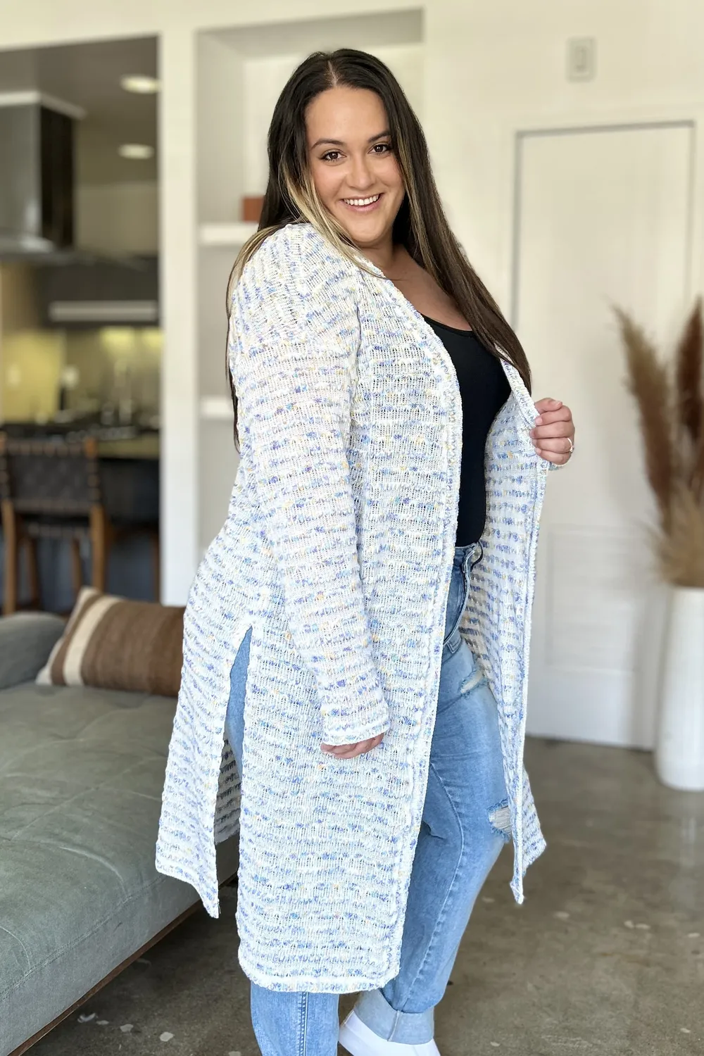 Full Size Open Front Longline Cardigan, image 16