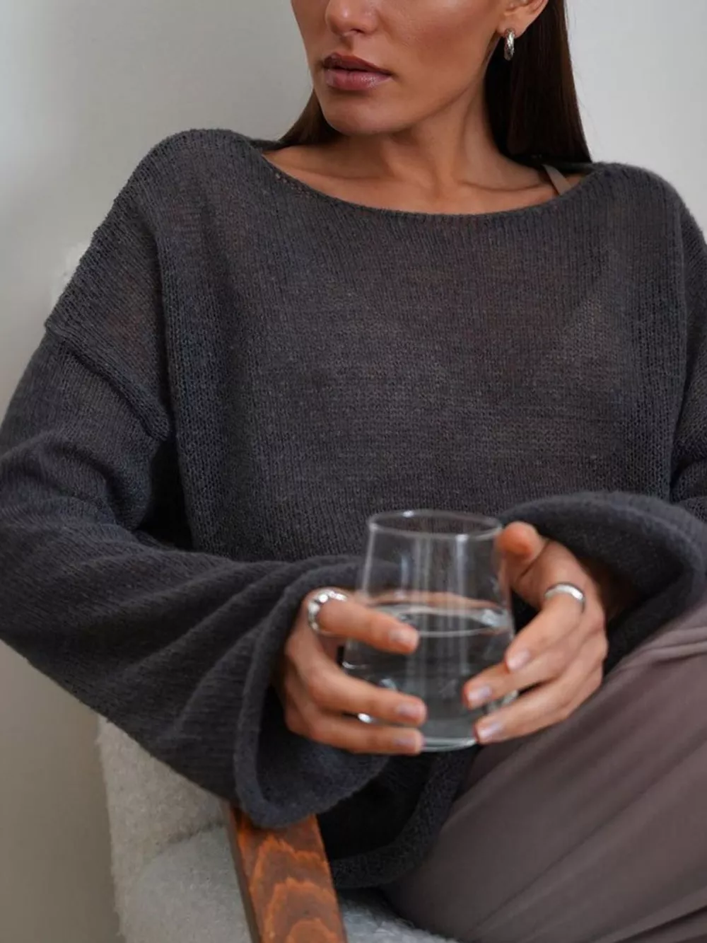 Boat Neck Dropped Shoulder Sweater, image 15