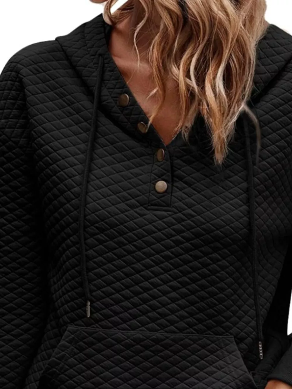 Drawstring Textured Dropped Shoulder Hoodie, image 24