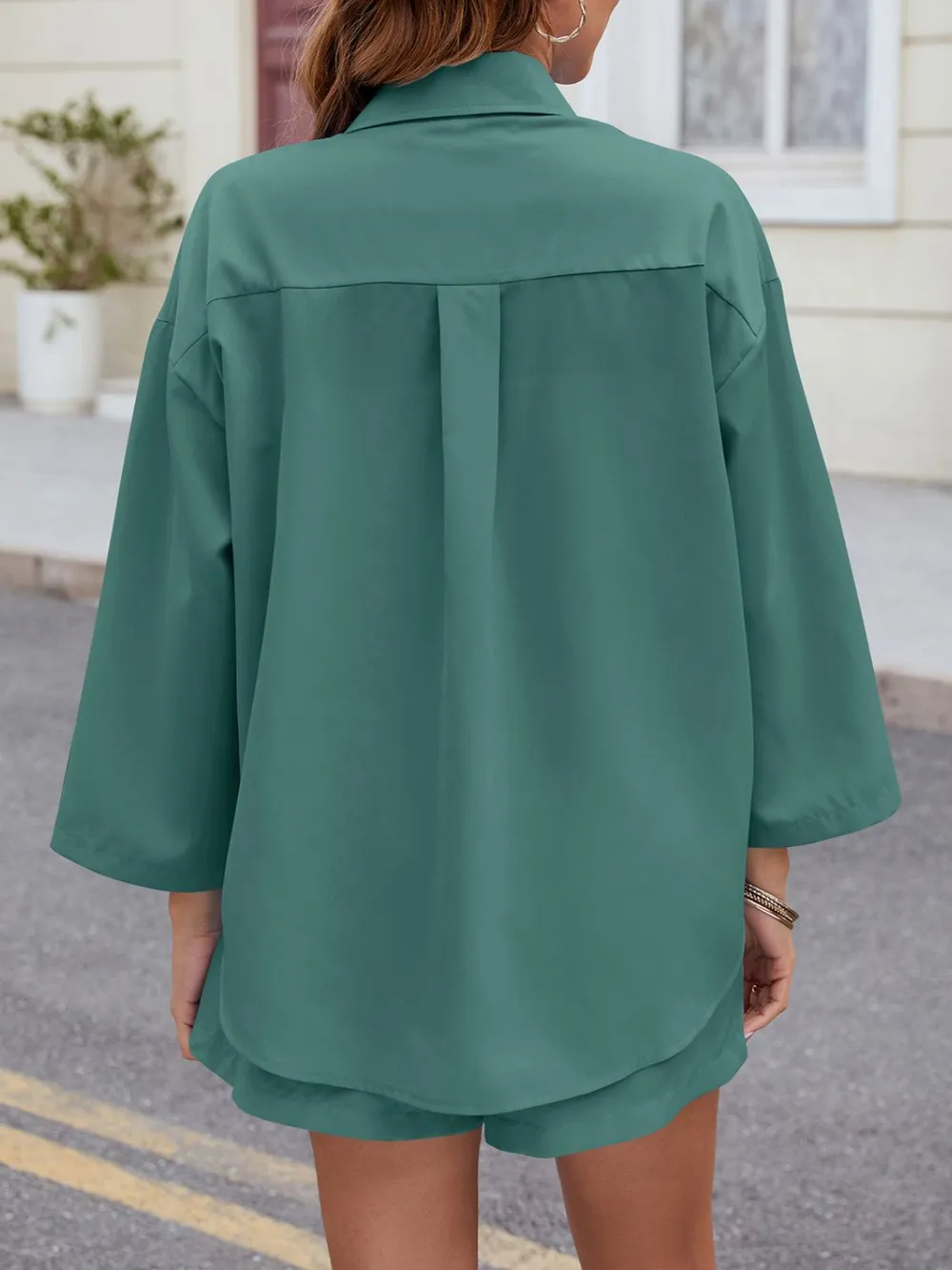 Button Up Long Sleeve Top and Shorts Set, image 17