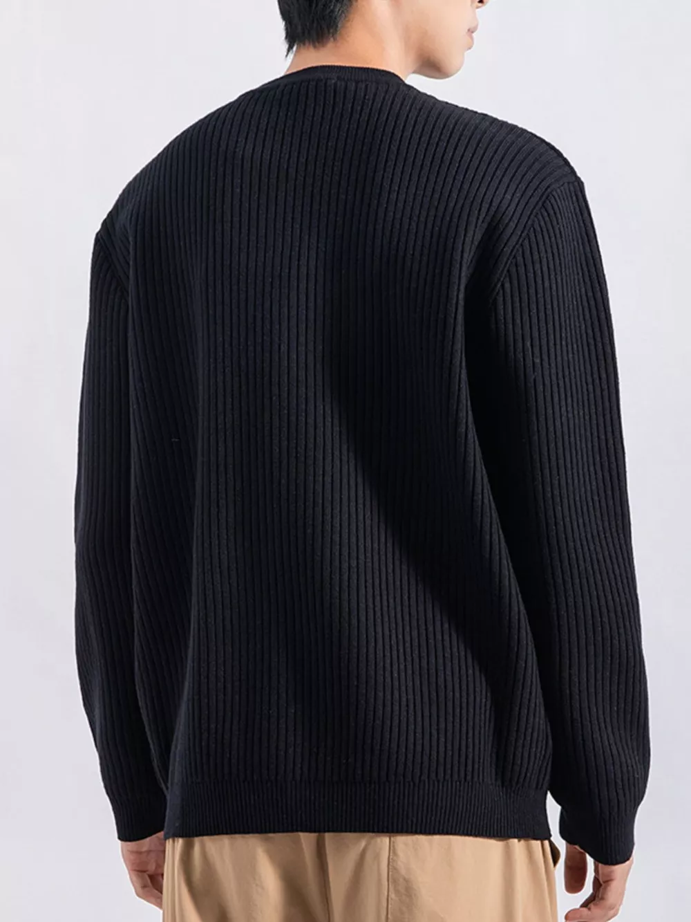 Men's Plus Size Ribbed Button Detail Knit Top, image 9