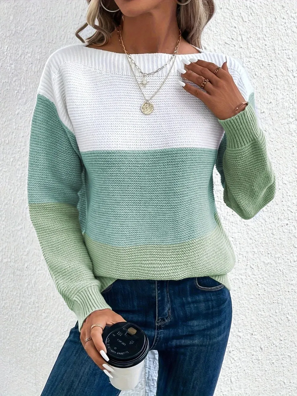 Color Block Boat Neck Sweater, image 9