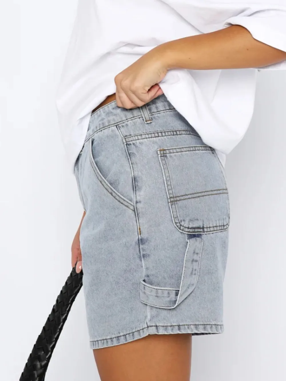 Washed High Rise Denim Shorts, image 9