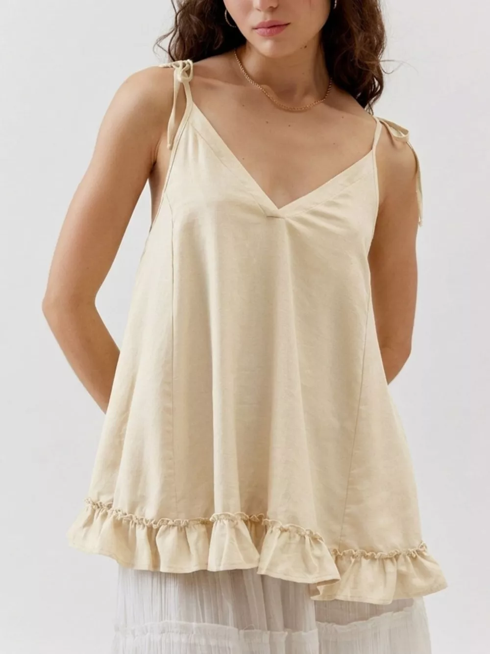 Tie-Strap Ruffle Hem Cami, image 7