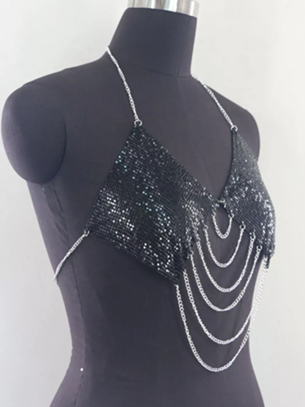 Metallic Chainmail Halter Cami Top, image 12