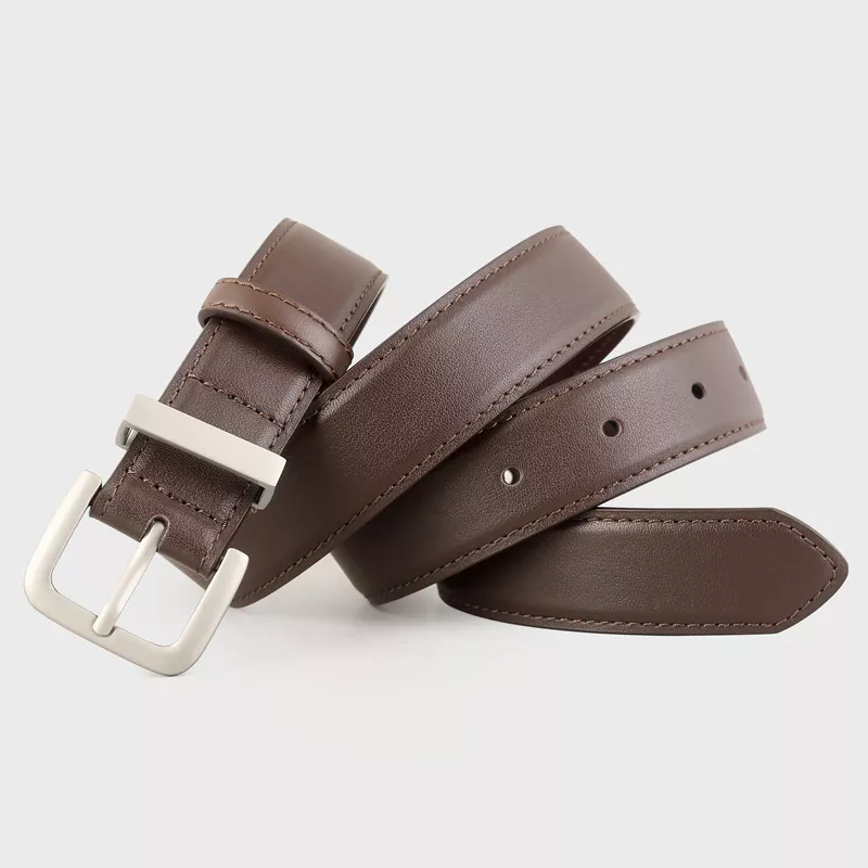 Classic Leather Belt with Silver Buckle, image 5