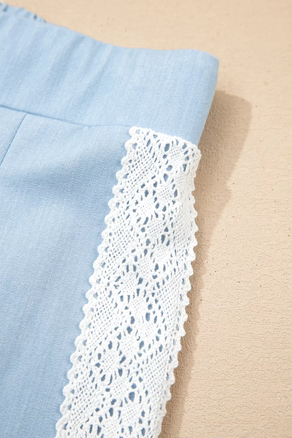 Lace Accent Floral Patched Pocket Pleated Wide Leg Slouchy Pants, image 8