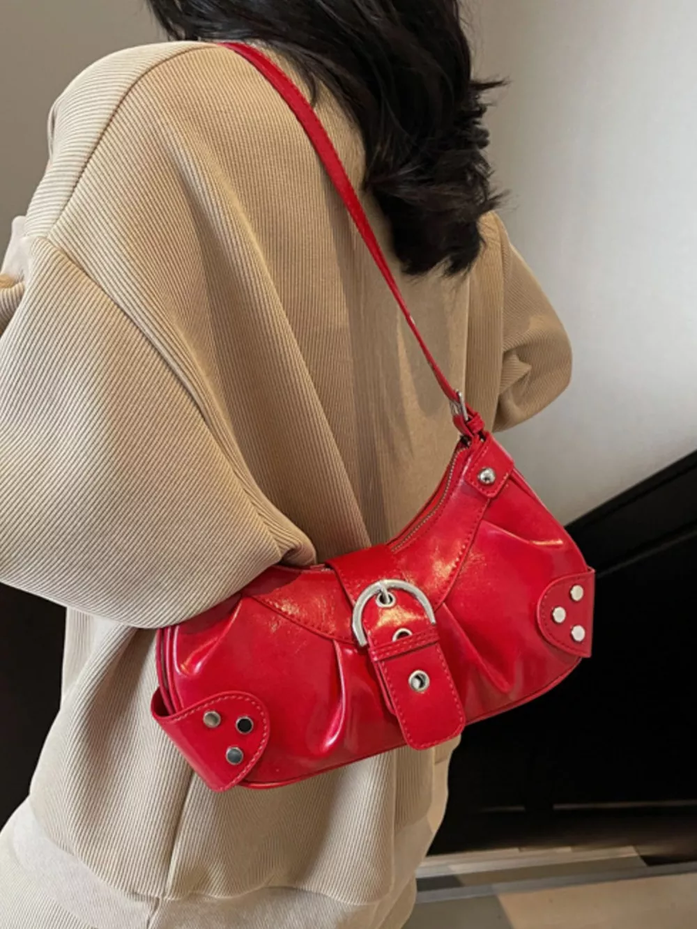Studded Buckle Shoulder Bag, image 5
