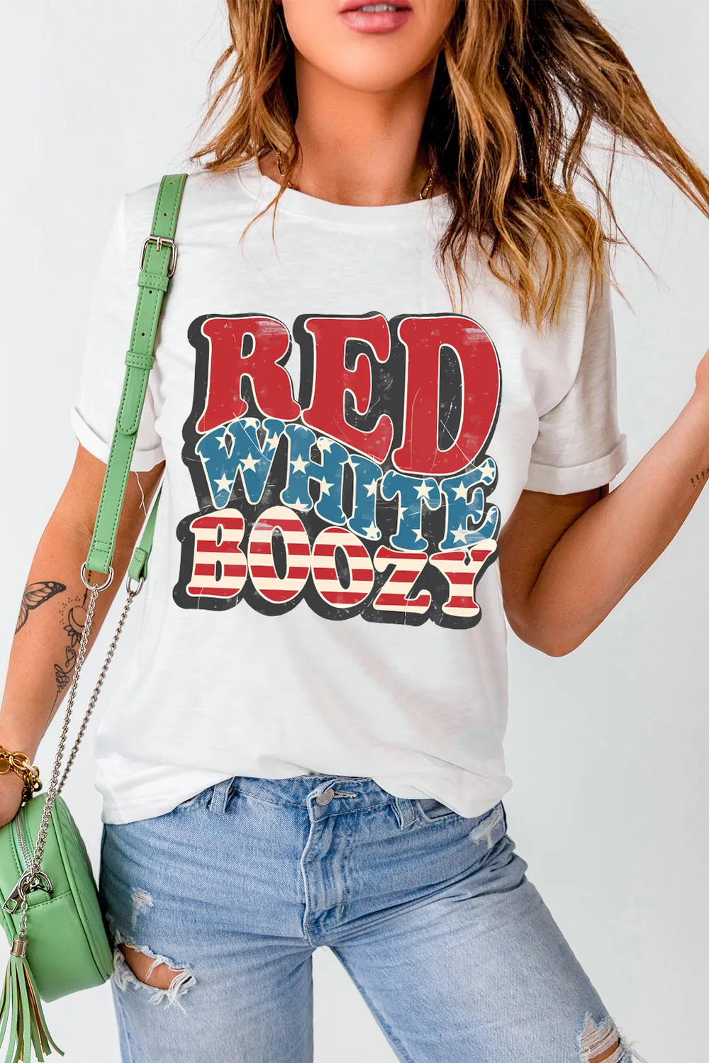 Letter Graphic Round Neck Short Sleeve T-Shirt, image 3