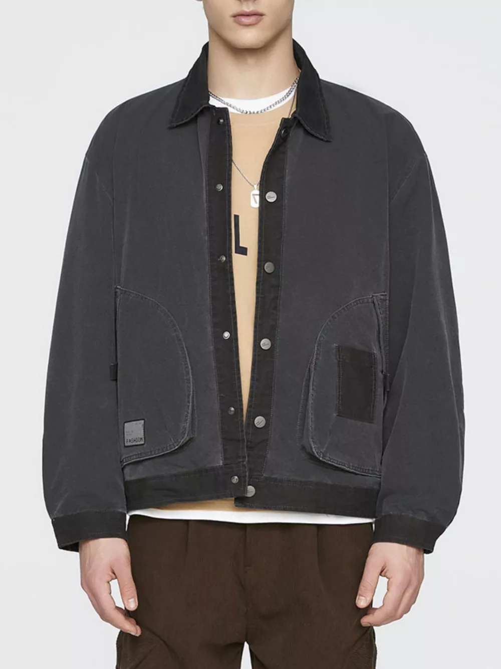 Men's Plus Size Snap Down Long Sleeve Jacket, image 3