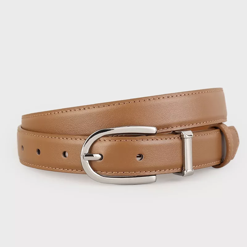 Classic Leather Belt with Silver Buckle, image 4