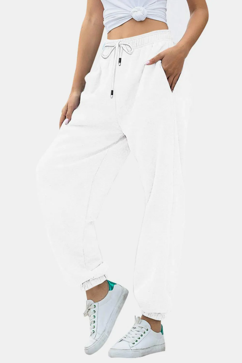 Elastic Waist Joggers with Pockets, image 8