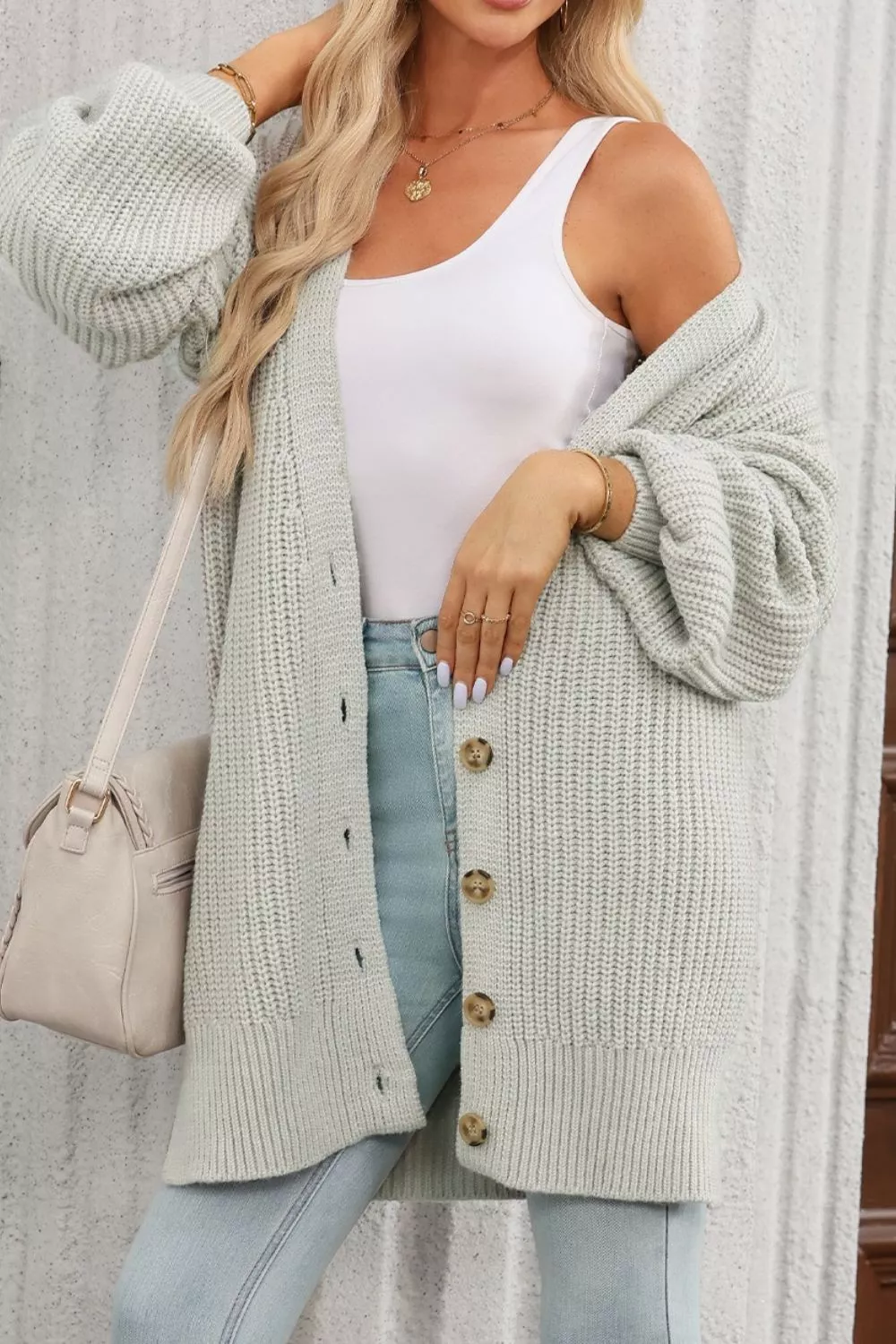 Chunky Knit Button-Down Cardigan, image 11