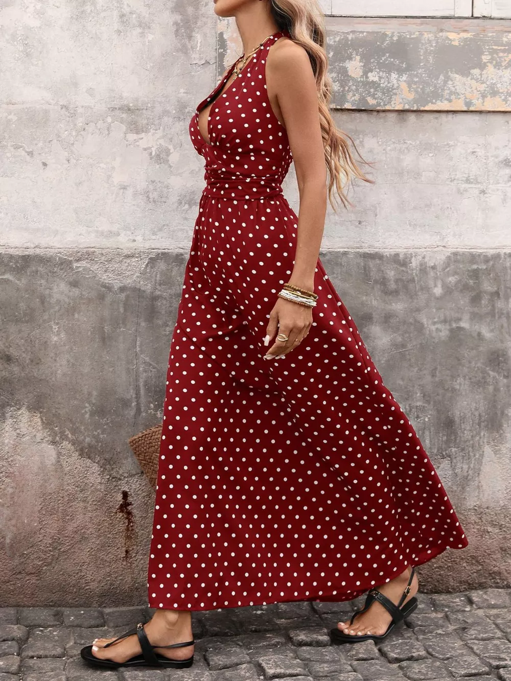Polka Dot Halter Neck Maxi Dress, image 8
