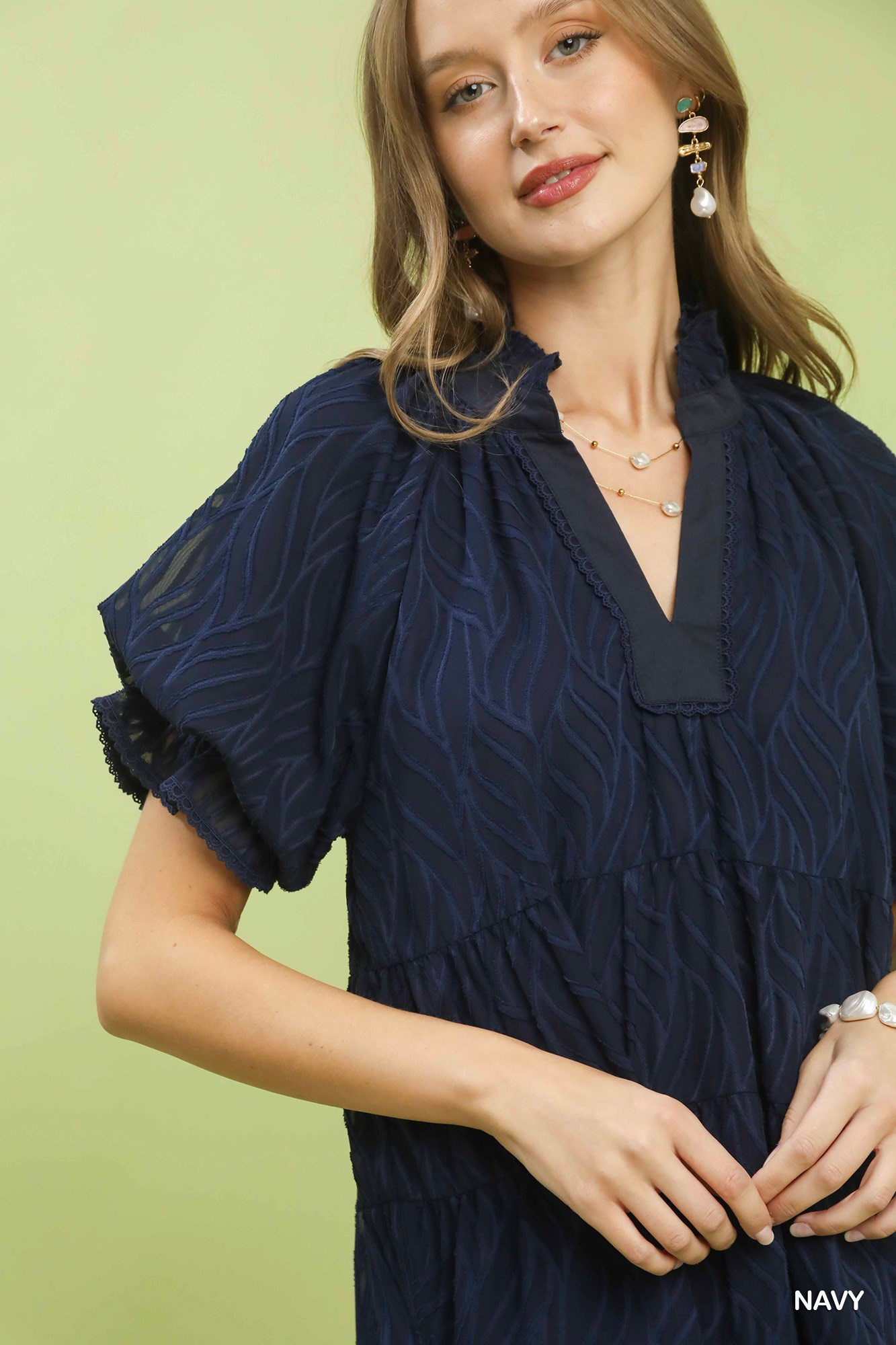 Textured Tiered Ruffle Collar Mini Dress, image 4