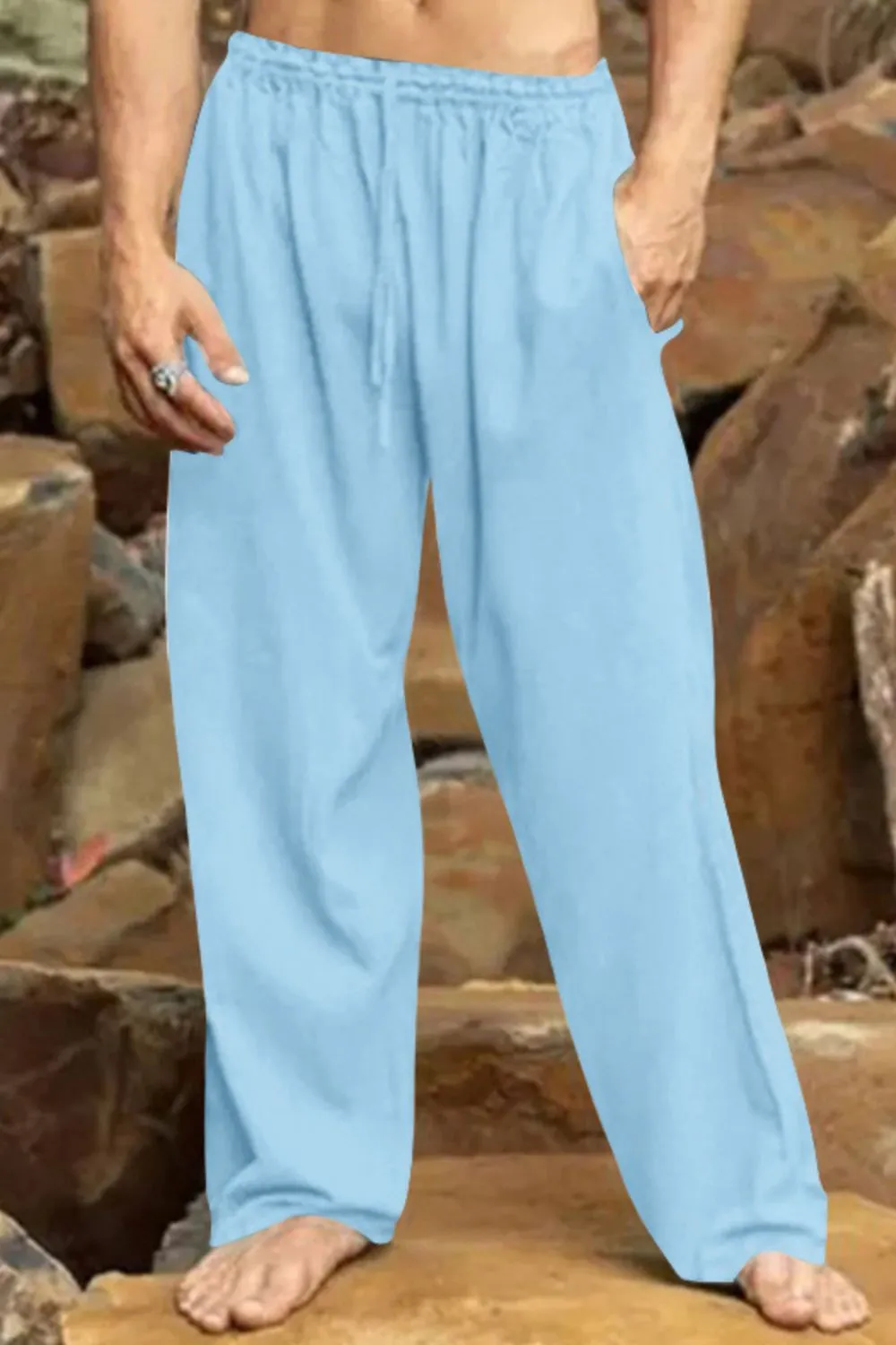 Men's Full Size Relaxed Fit Drawstring Casual Pants Plus Size, image 7