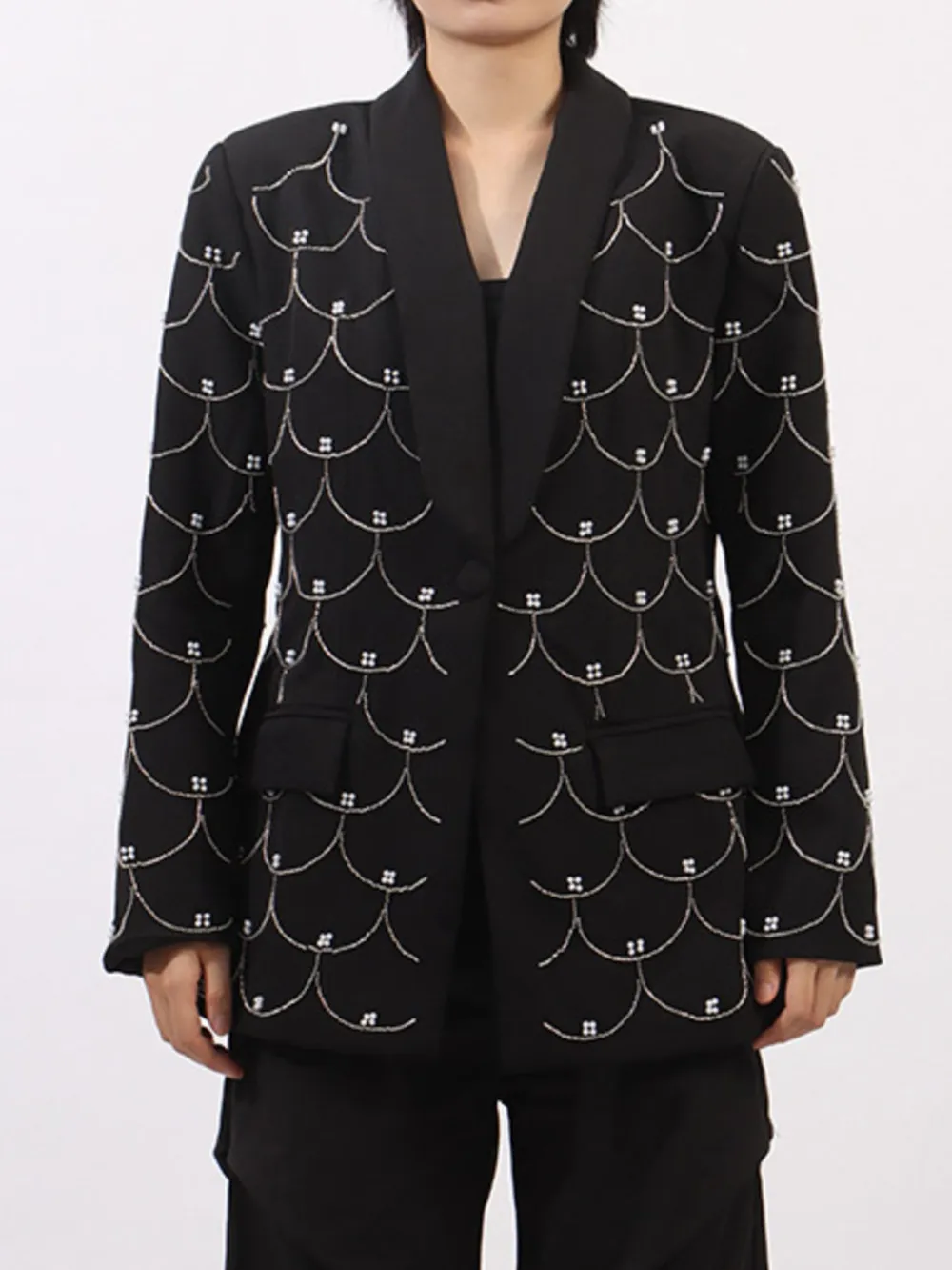 Pearl Detail Long Sleeve Blazer, image 5