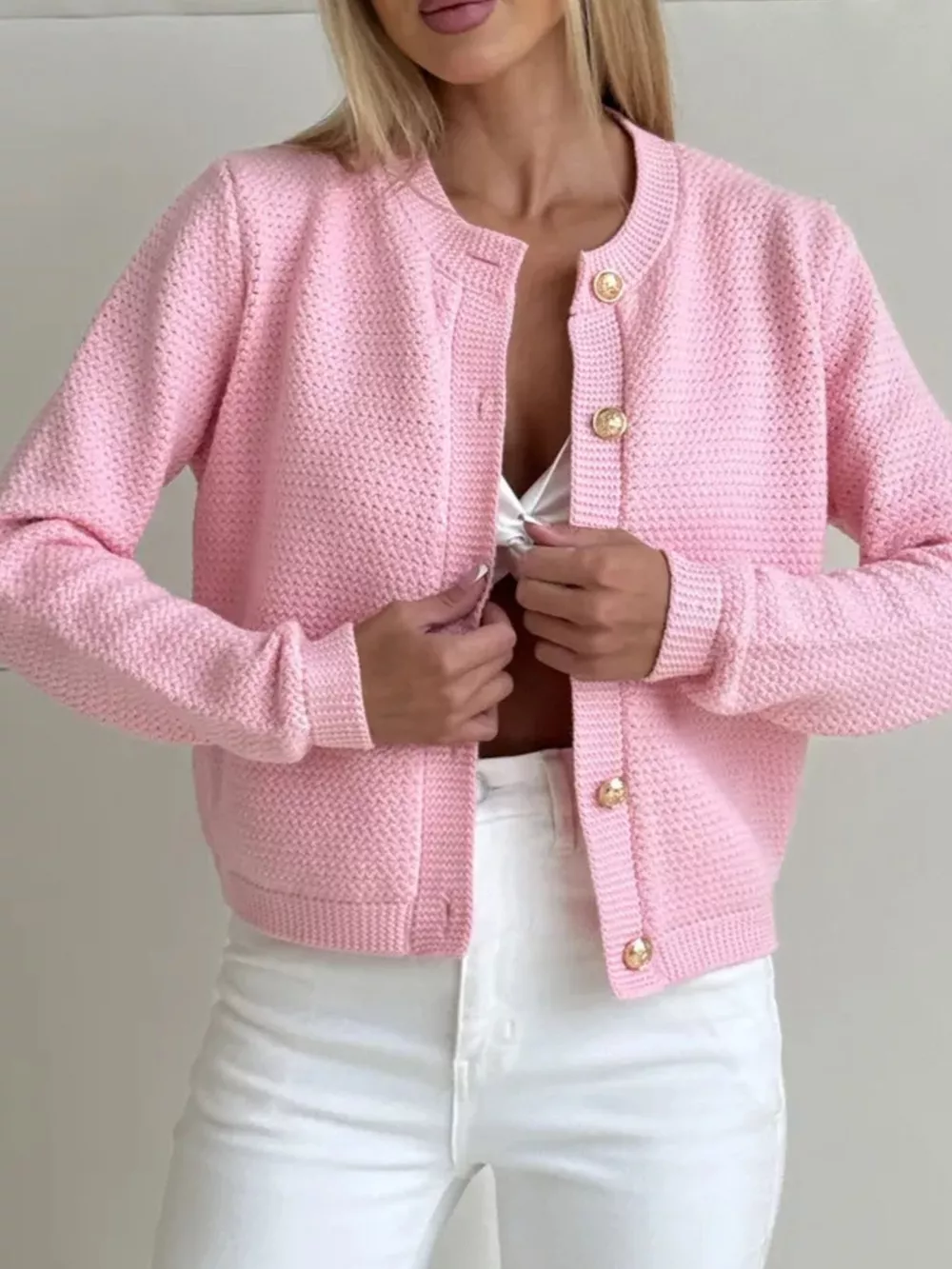 Button Up Texture Knit Cardigan, image 6