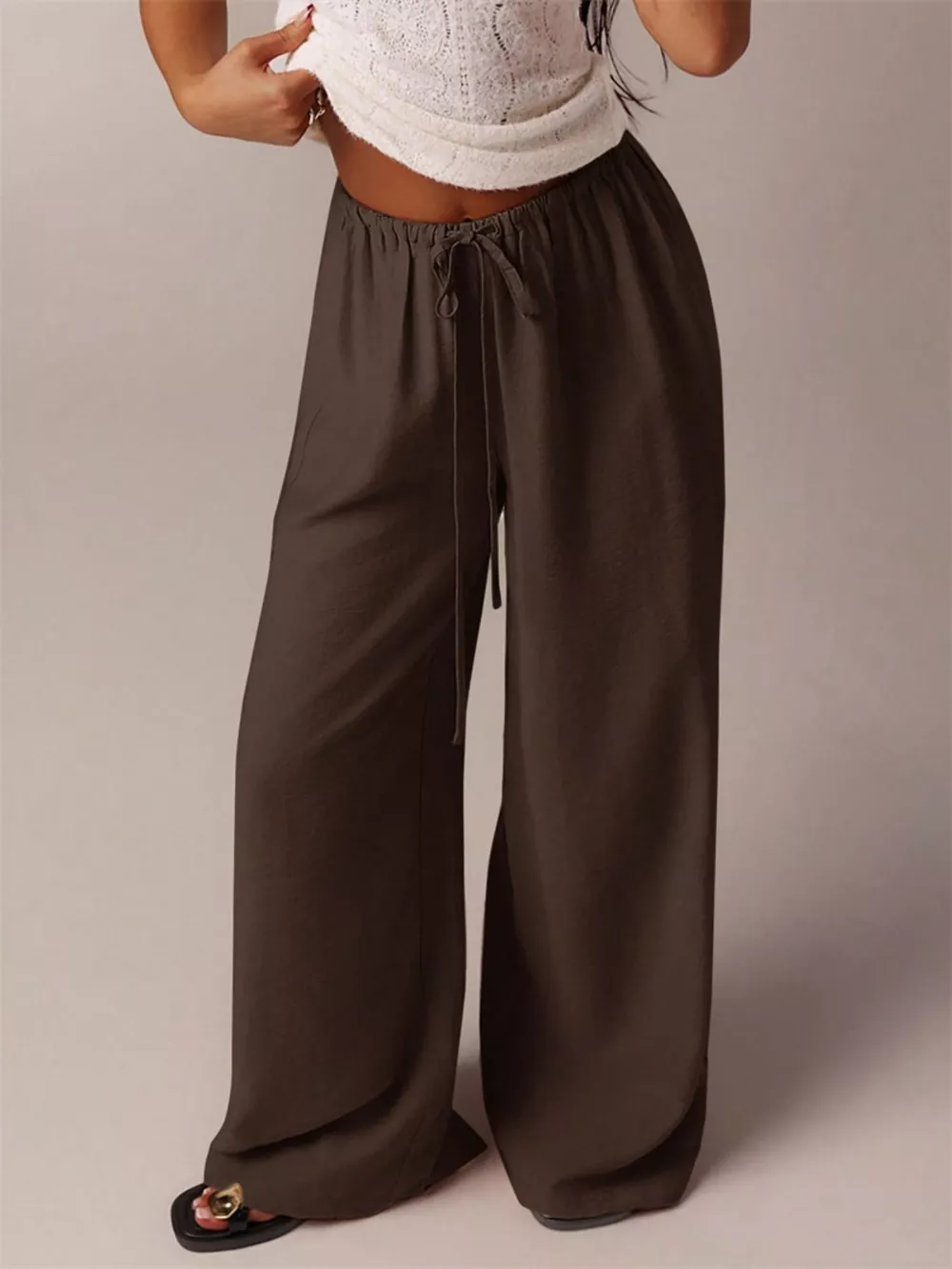 Drawstring Wide Leg Pants, image 13