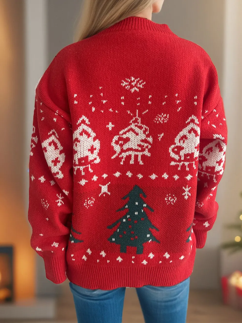 Christmas Element Round Neck Long Sleeve Sweater, image 2