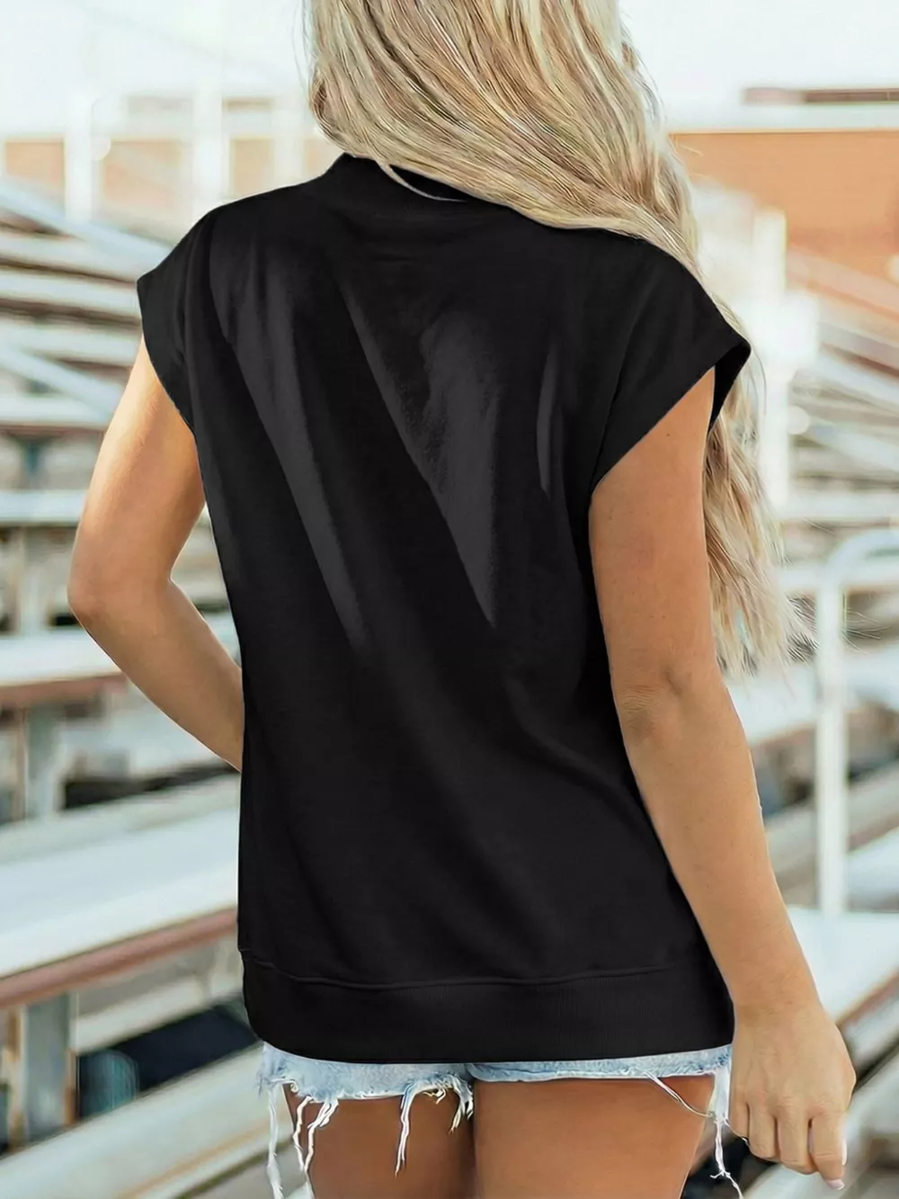 Mock Neck Cap Sleeve Blouse, image 2