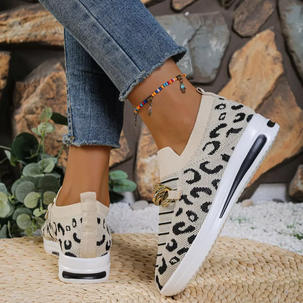 Leopard Round Toe Slip Ons, image 4