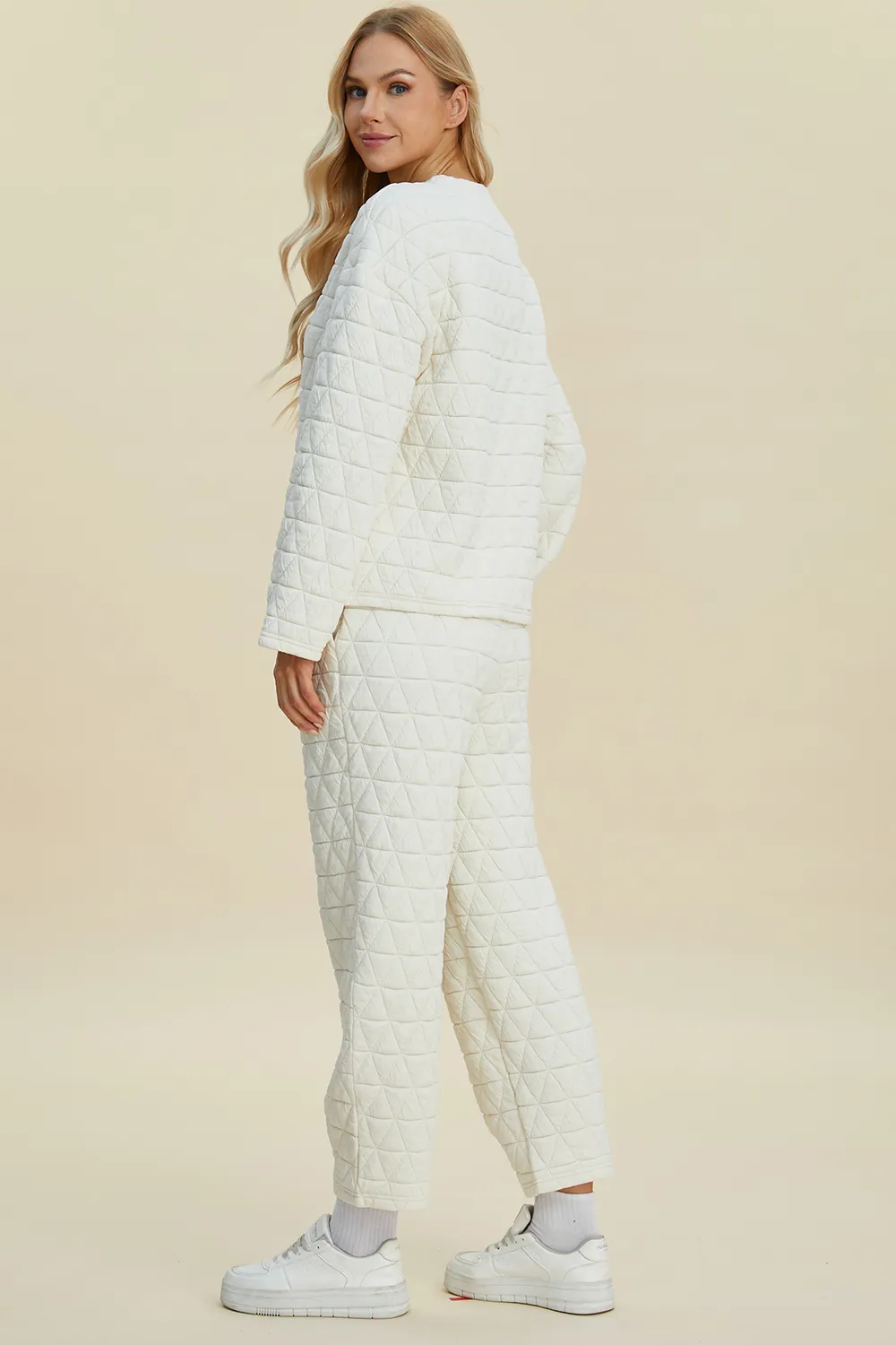 Full Size Texture Round Neck Long Sleeve Top and Pants Set, image 7