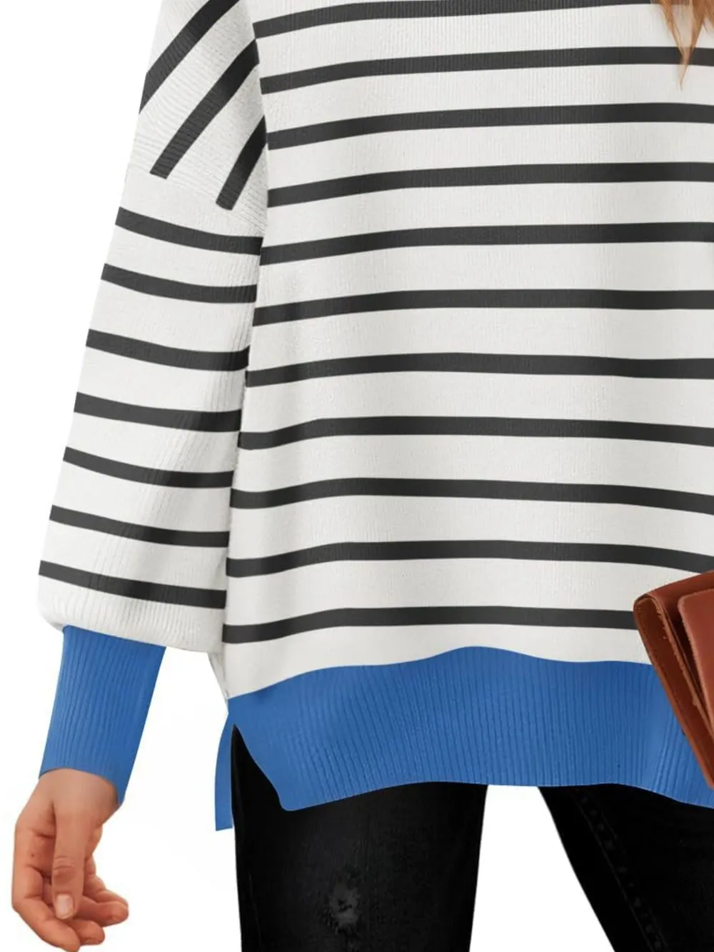 Striped Round Neck Long Sleeve Sweater, image 11