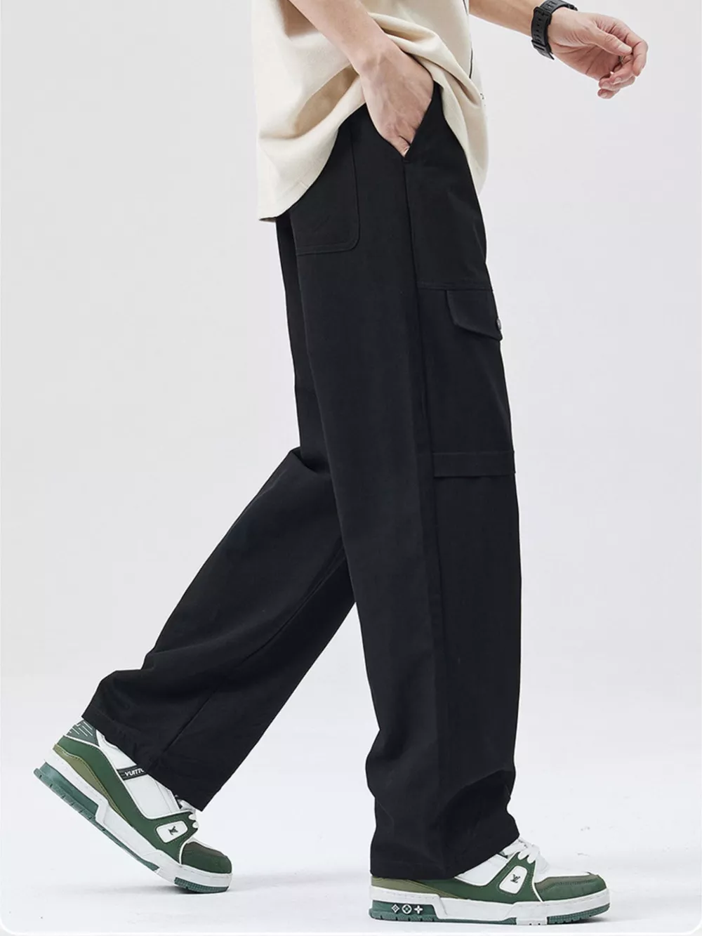 Men's Full Size Drawstring Wide Leg Cargo Pants Plus Size, image 8