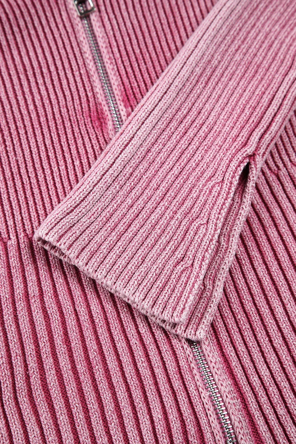 Ribbed Off-Shoulder Zip Up Long Sleeve Cardigan, image 28