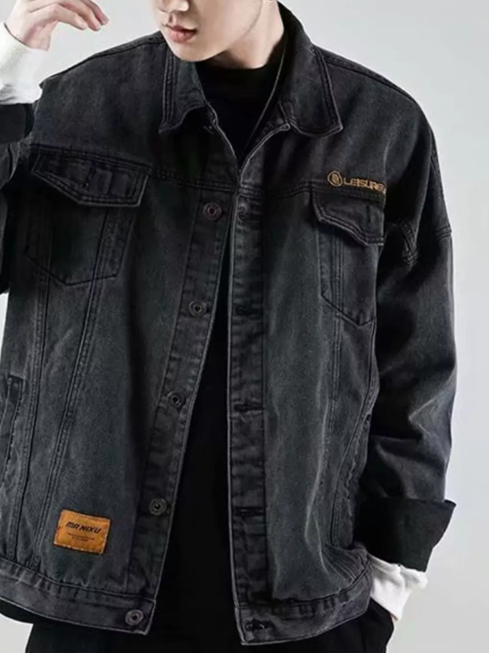 Men's Plus Size Button Up Denim Jacket