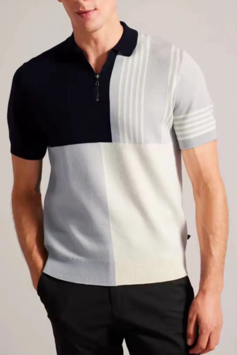 Men's Plus Size Color Block Short Sleeve Polo