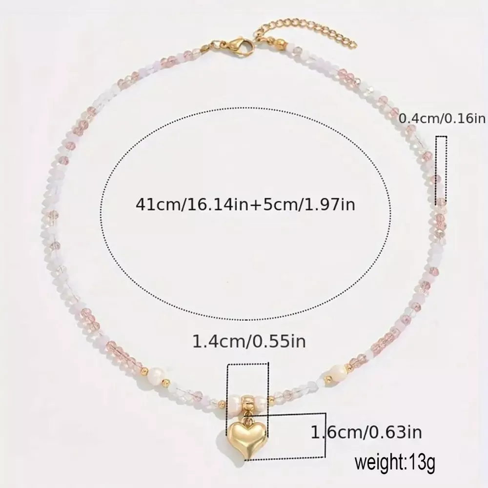 Bead Heart Pendant Necklace, image 3
