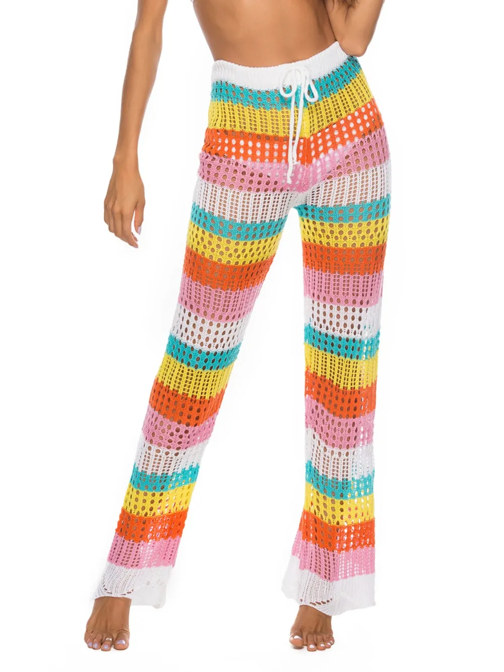 Cutout Contrast High Waist Swim Pants, image 2