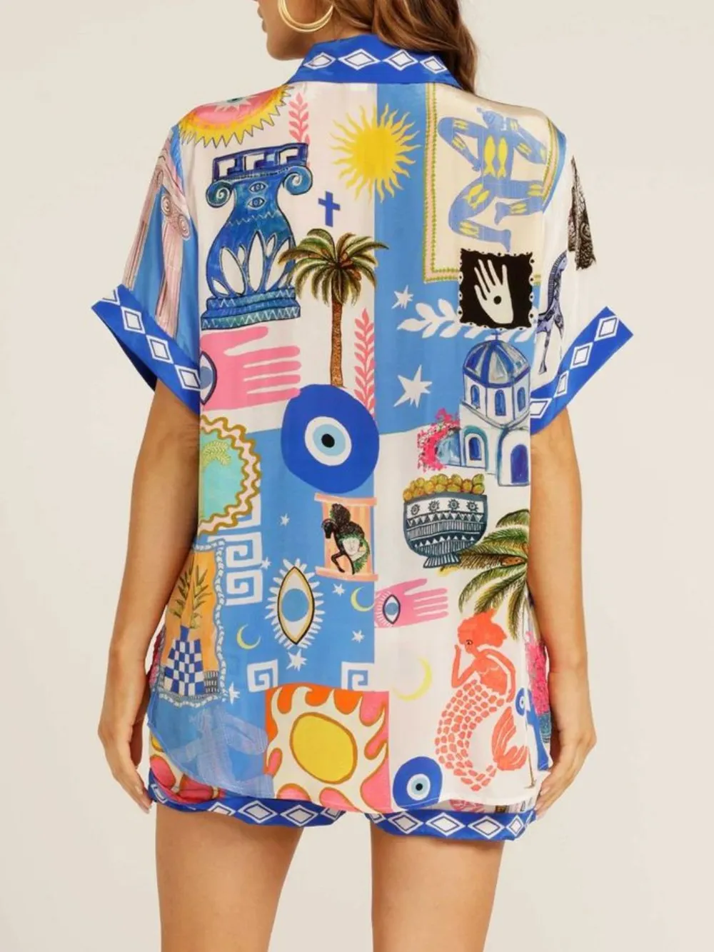 Button Up Half Sleeve Top and Shorts Set, image 4