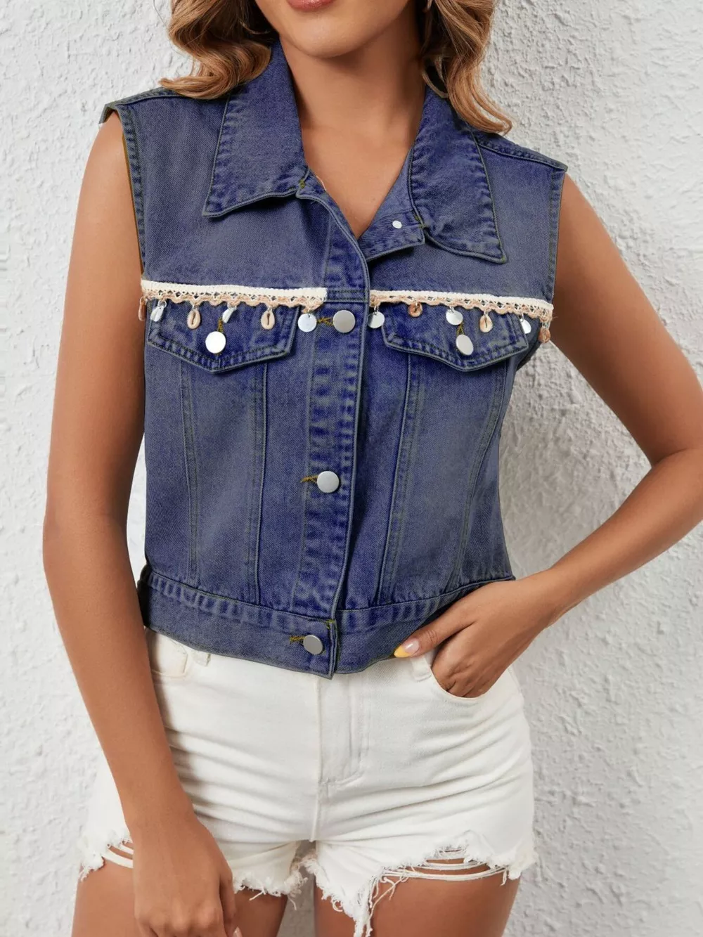 Button Up Denim Vest, image 9