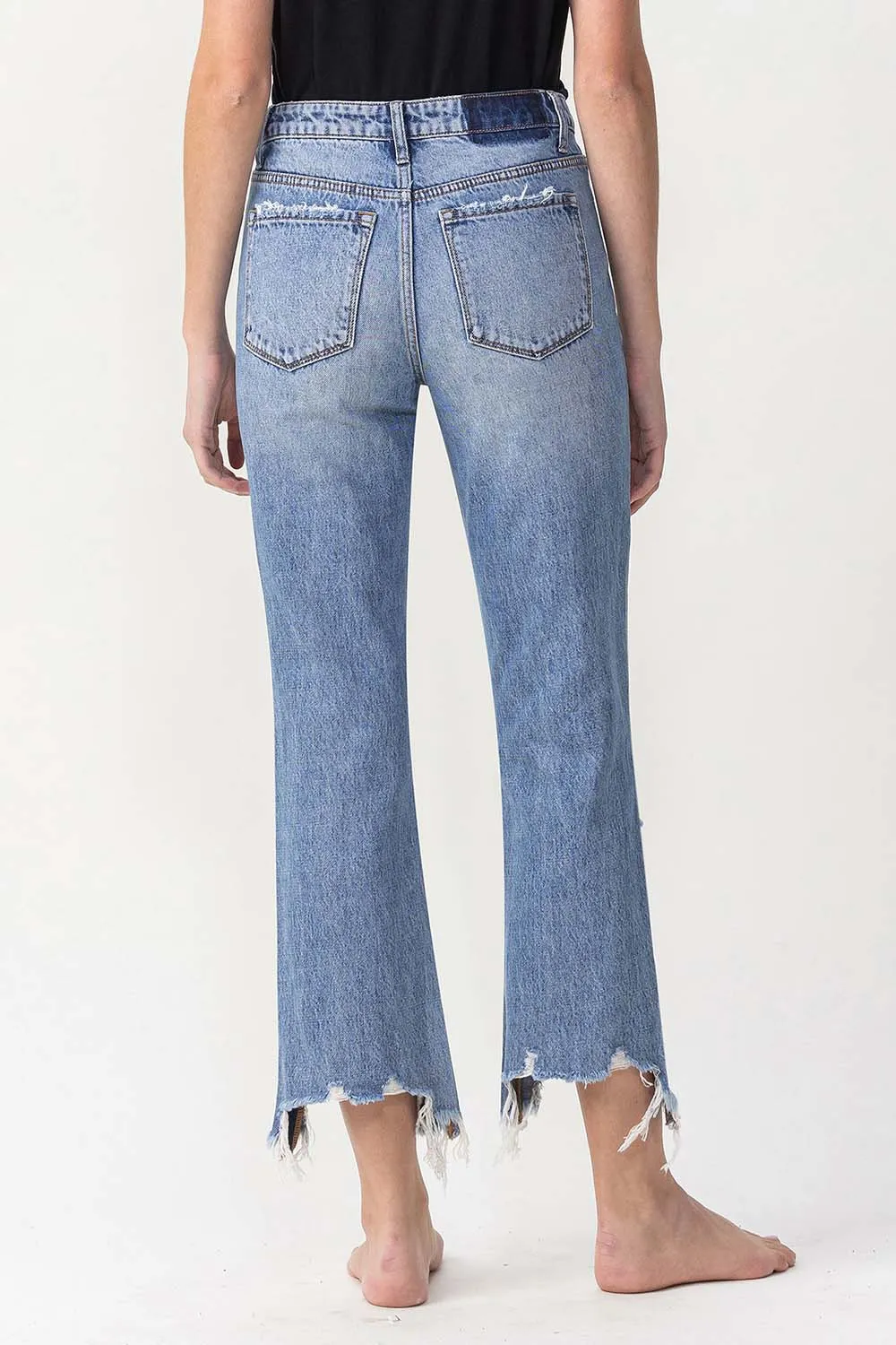 High Rise Distressed Straight Jeans, image 2