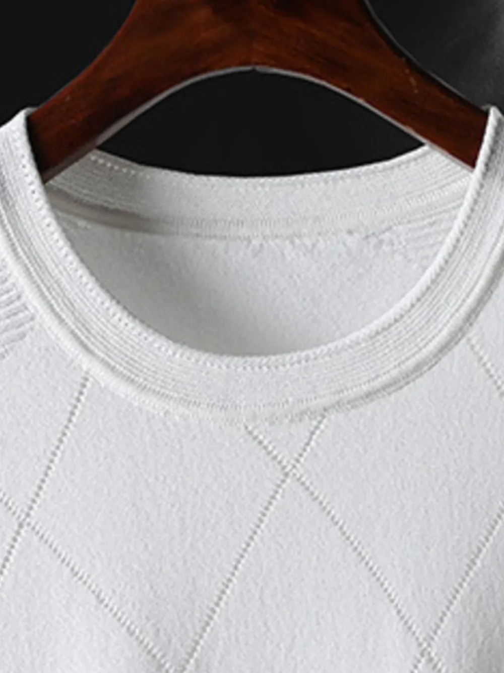Men's Plus Size Diamond Pattern Knit T-Shirt, image 8