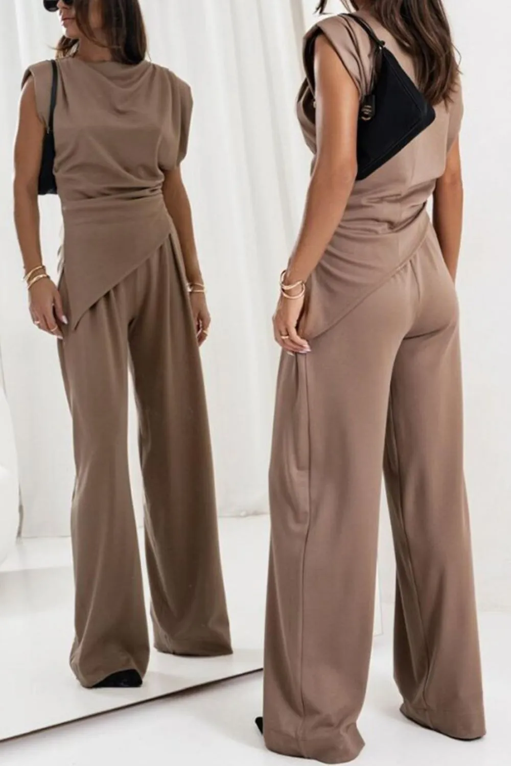 Round Neck Top and Pants Set, image 6