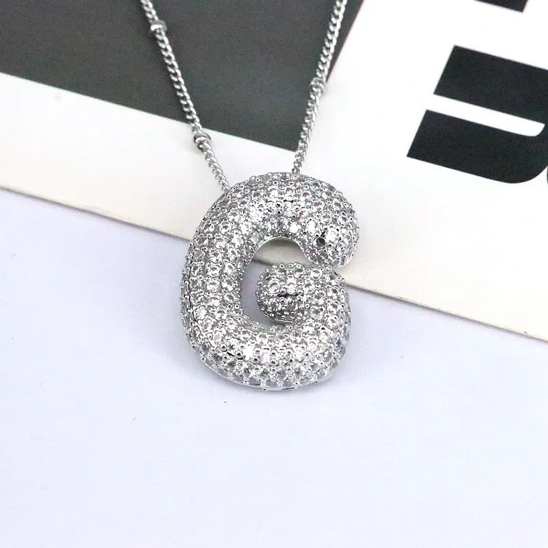 Copper Inlaid Zircon Letter Pendant Necklace, image 8