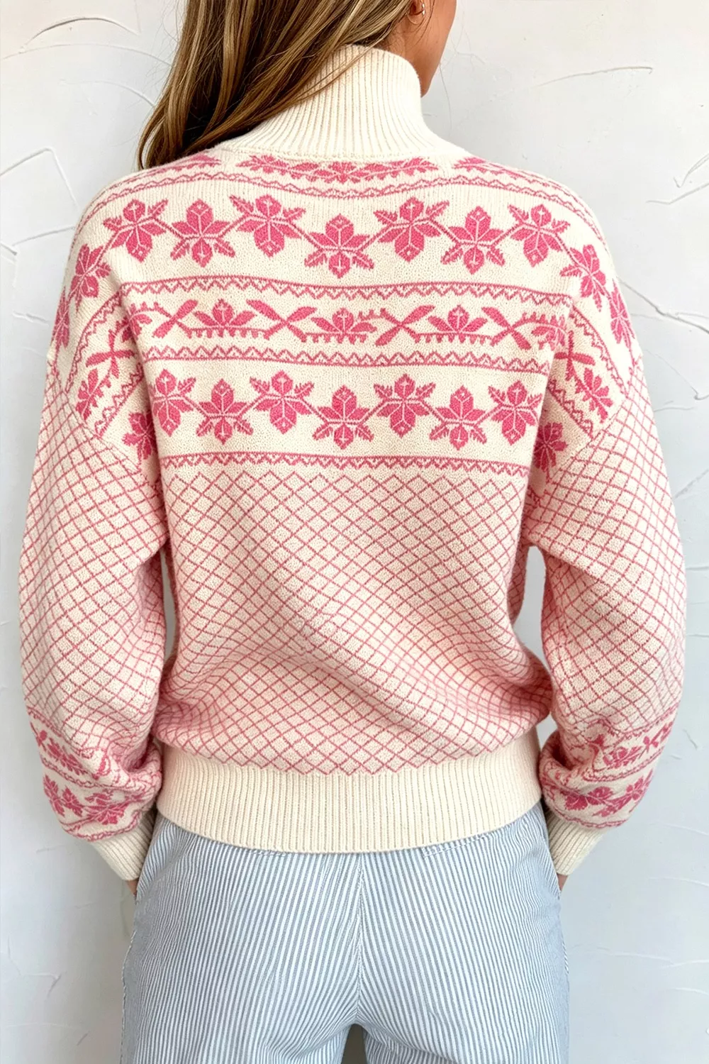 Quarter Button Dropped Shoulder Sweater, image 2