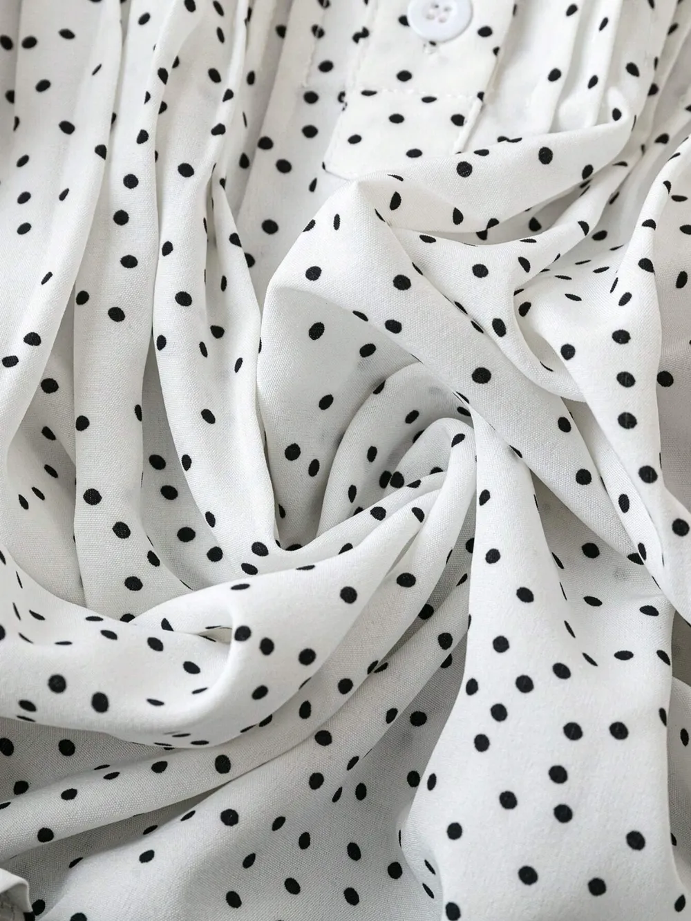 Polka Dot Notched Ruffled Cap Sleeve Blouse, image 9
