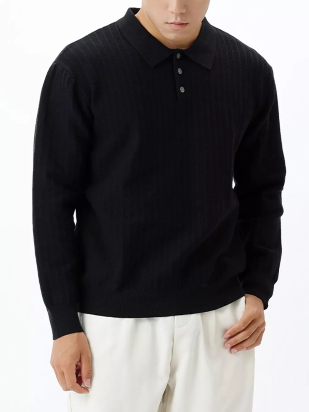 Men's Plus Size Button Detail Ribbed Knit Sweater, image 6