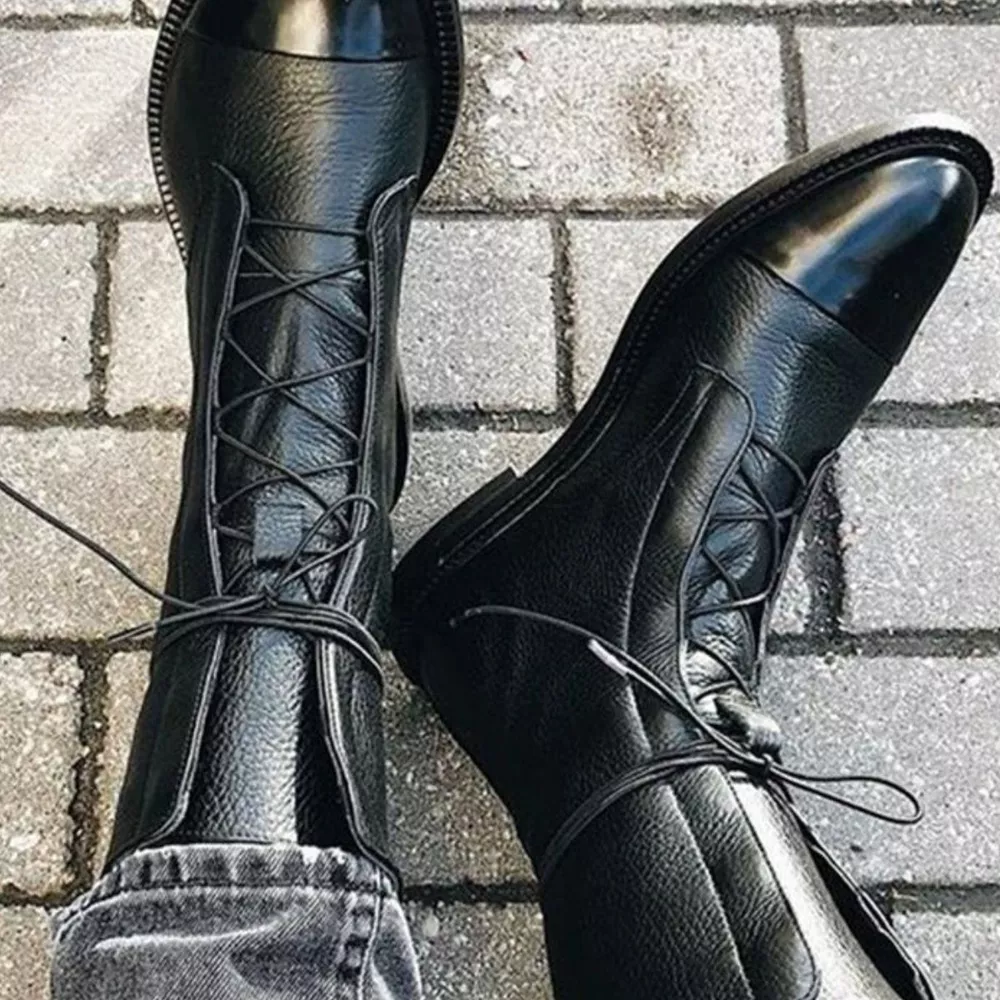 Lace-Up Leather Boots, image 3