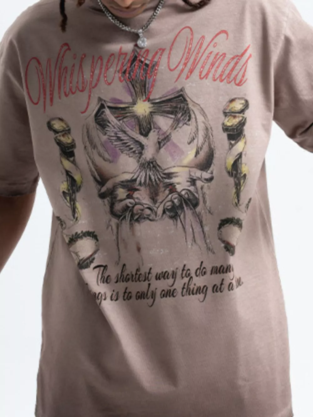 Men's Whispering Winds Graphic Vintage Round Neck T-Shirt, image 3
