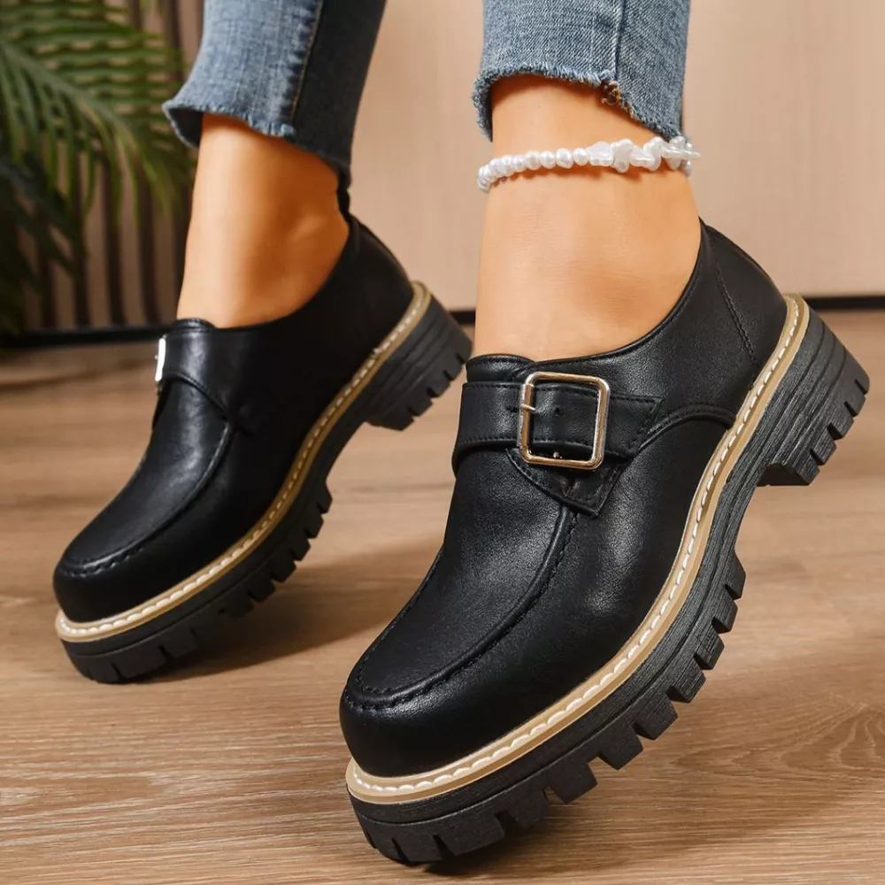 Round Toe Buckle Loafers, image 7