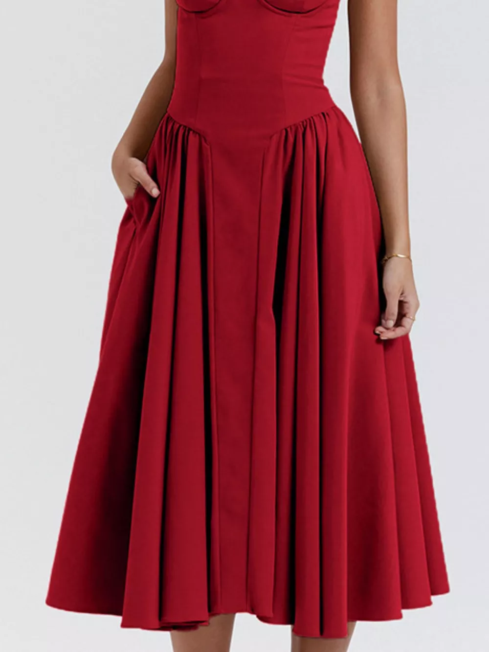 Sweetheart Neck Spaghetti Strap Midi Dress, image 7